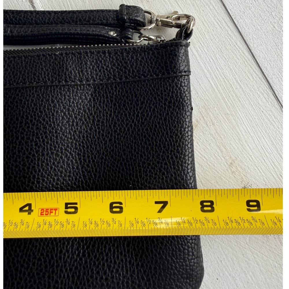 Prince & Fox Black Faux Leather Crossbody Wristlet Bag Detachable Straps - Picture 4 of 10